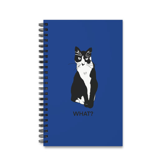 Cattitude Notebook in Dark Blue (B&W Style Cat) - Cat Spiral Notebook