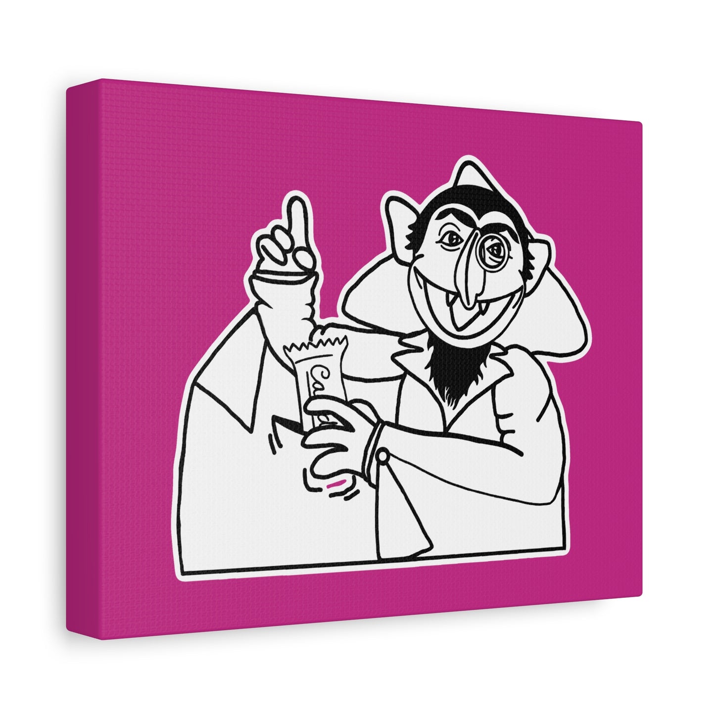 The Count Stealing Candy Outline Canvas Print Pink - Sesame Street The Count Parody Art