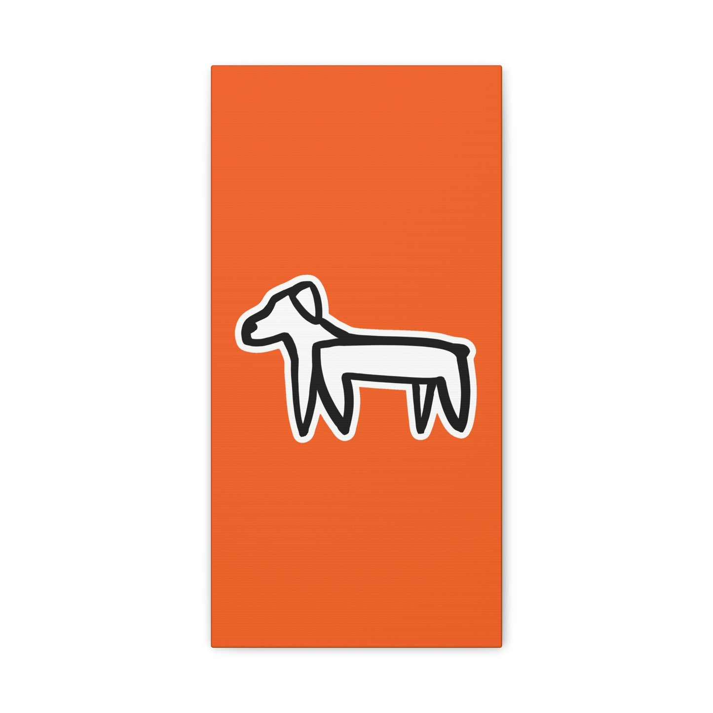 Dog Canvas Print on Orange (Sticker Style White Dog) - Dog Art Print