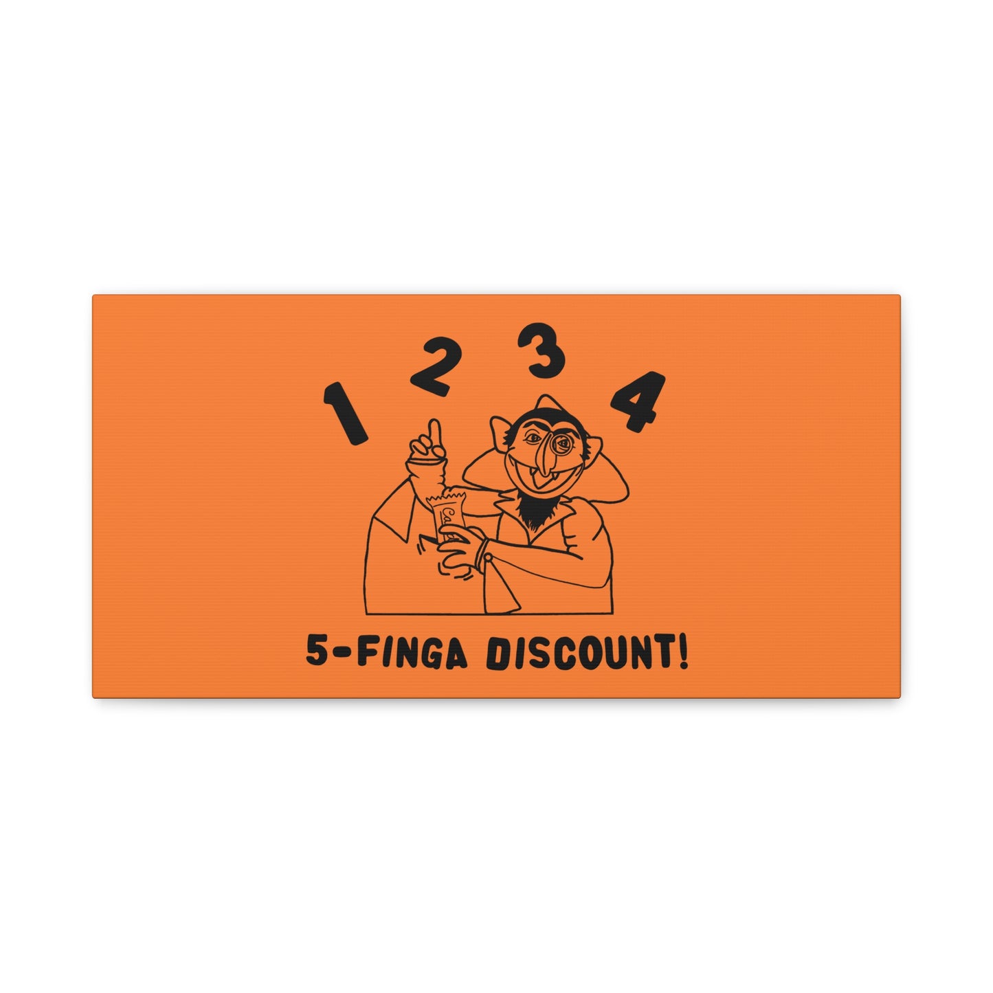 Five Finger Discount Outline Canvas Print Light Orange - Sesame Street The Count Parody Art Print