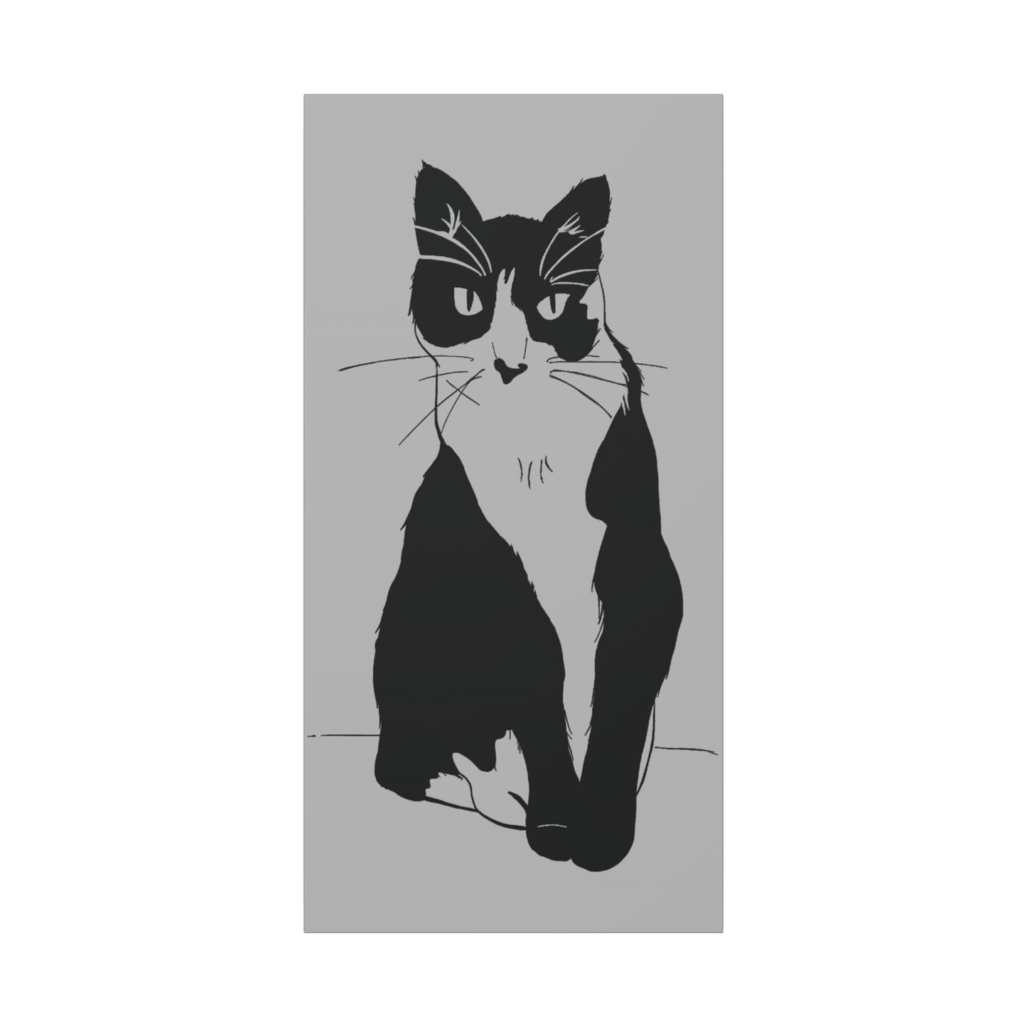 Cat Canvas Print on Grey (Transparent Style Cat) - Cat Drawing Art