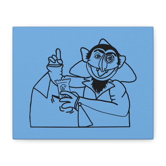 The Count Stealing Candy Outline Canvas Print Light Blue - Sesame Street The Count Parody Art