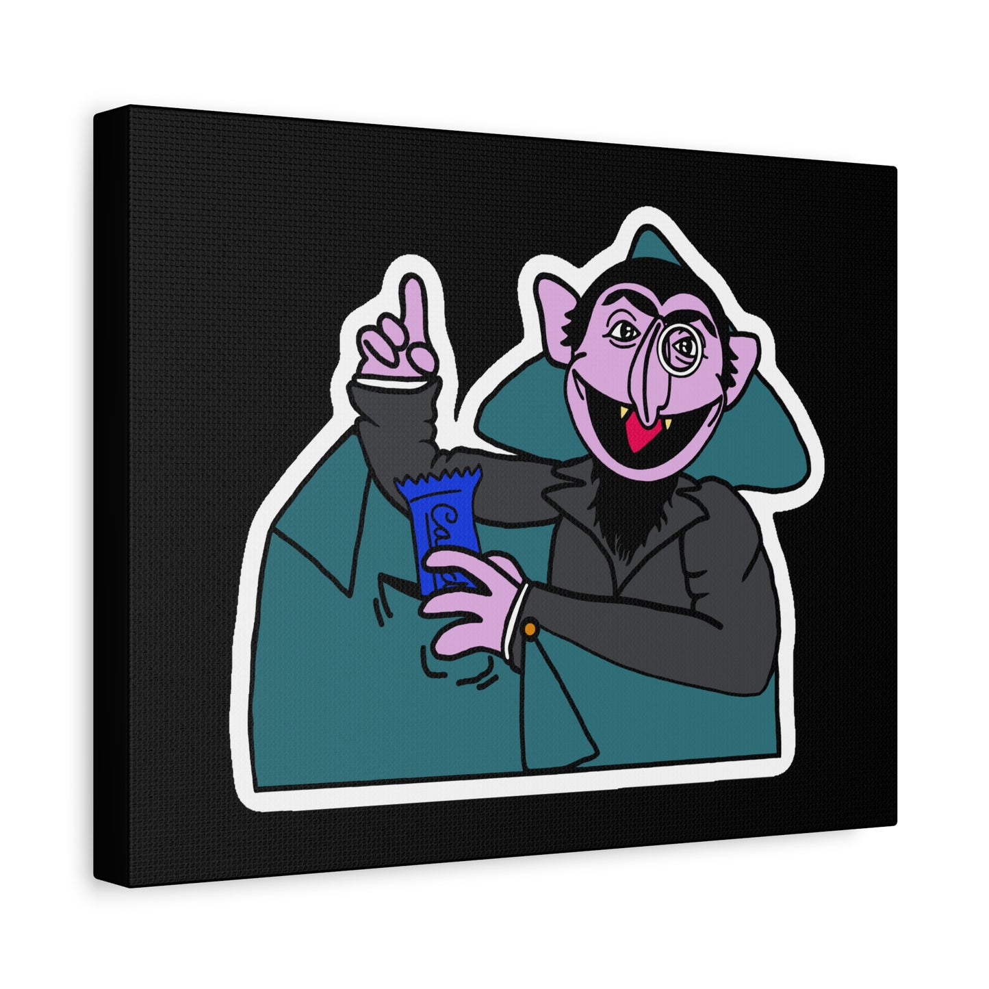 The Count Stealing Candy Canvas Print Black - Sesame Street The Count Parody Art
