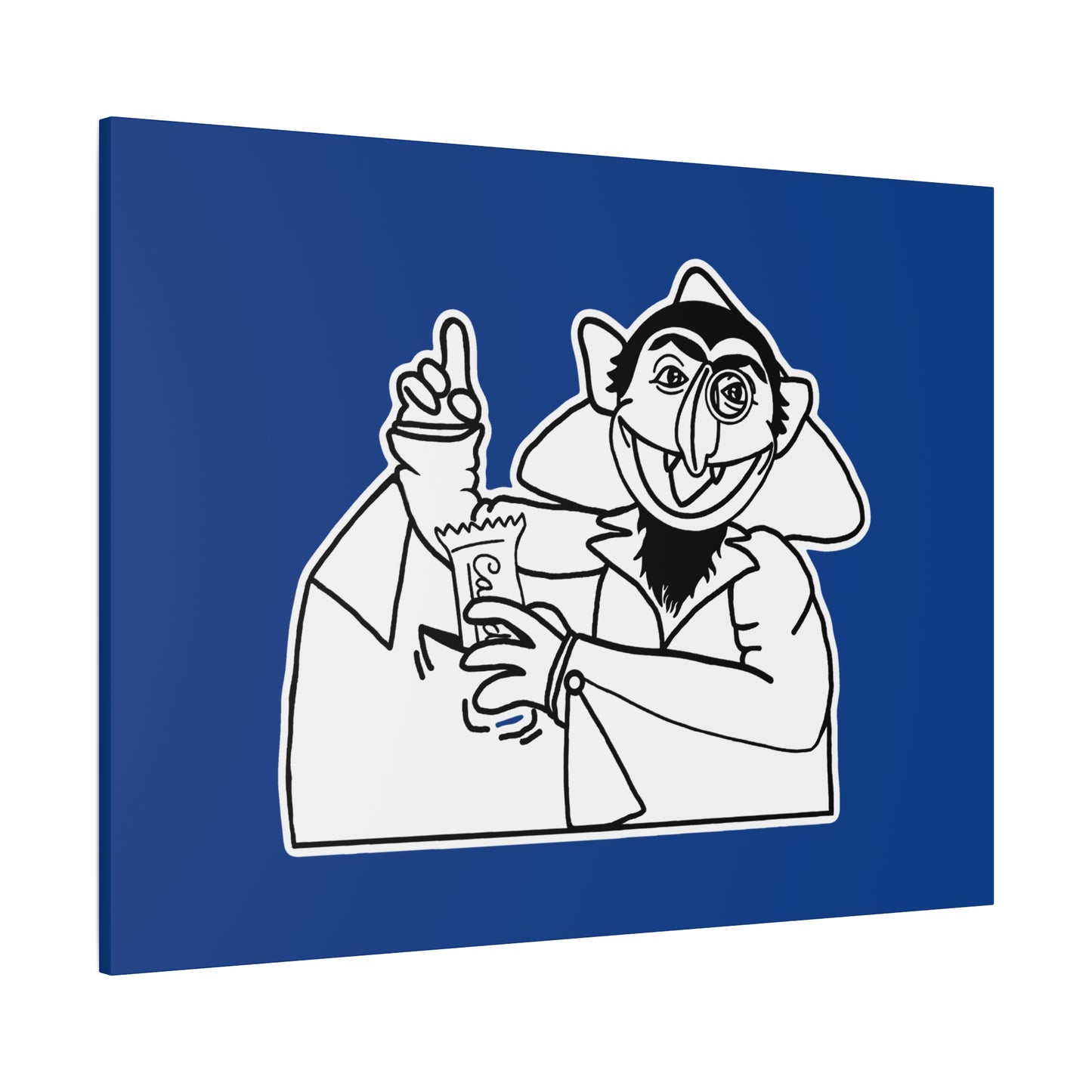The Count Stealing Candy Outline Canvas Print Dark Blue - Sesame Street The Count Parody Art