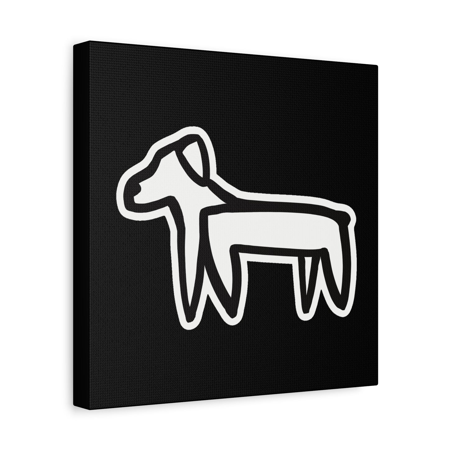 Dog Canvas Print on Black (Sticker Style Dog) - Dog Art Print