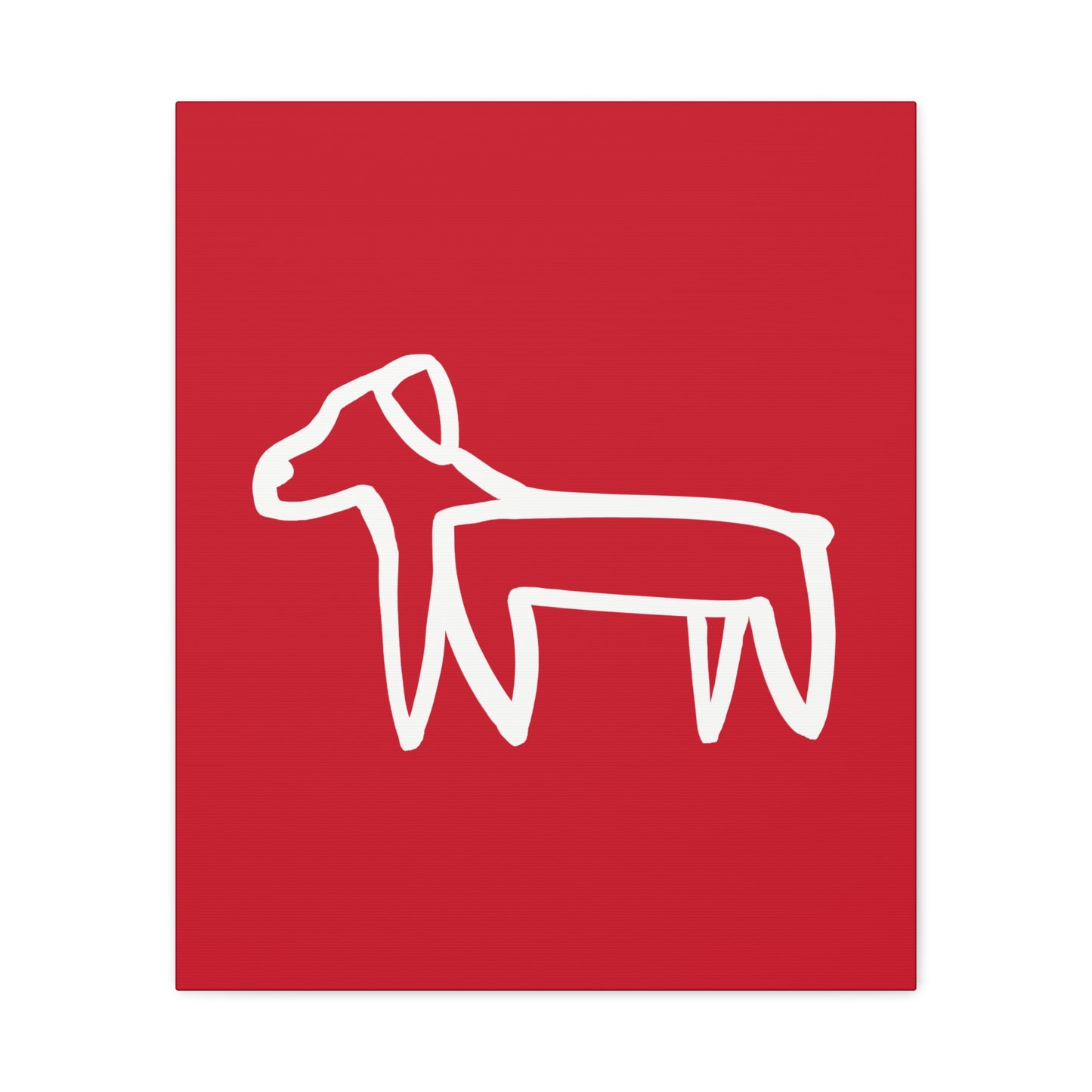 Dog Canvas Print on Red (Transparent Style White Dog) - Dog Art Print