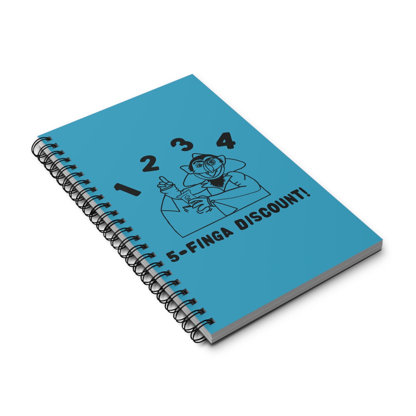 Five Finger Discount Outline Notebook Turquoise - Sesame Street Parody The Count Spiral Notebook