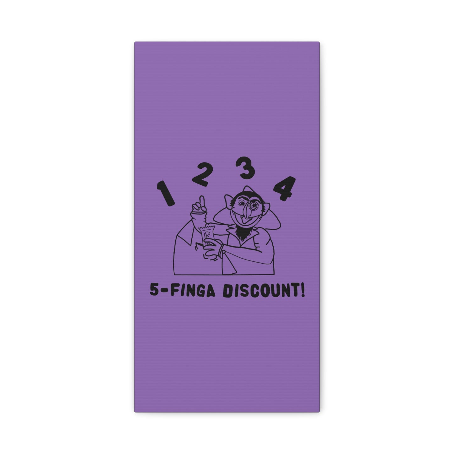 Five Finger Discount Outline Canvas Print Light Purple - Sesame Street The Count Parody Art Print