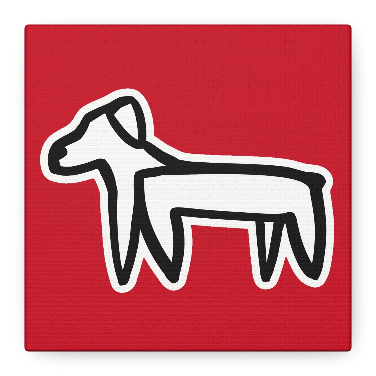 Dog Canvas Print on Red (Sticker Style White Dog) - Dog Art Print