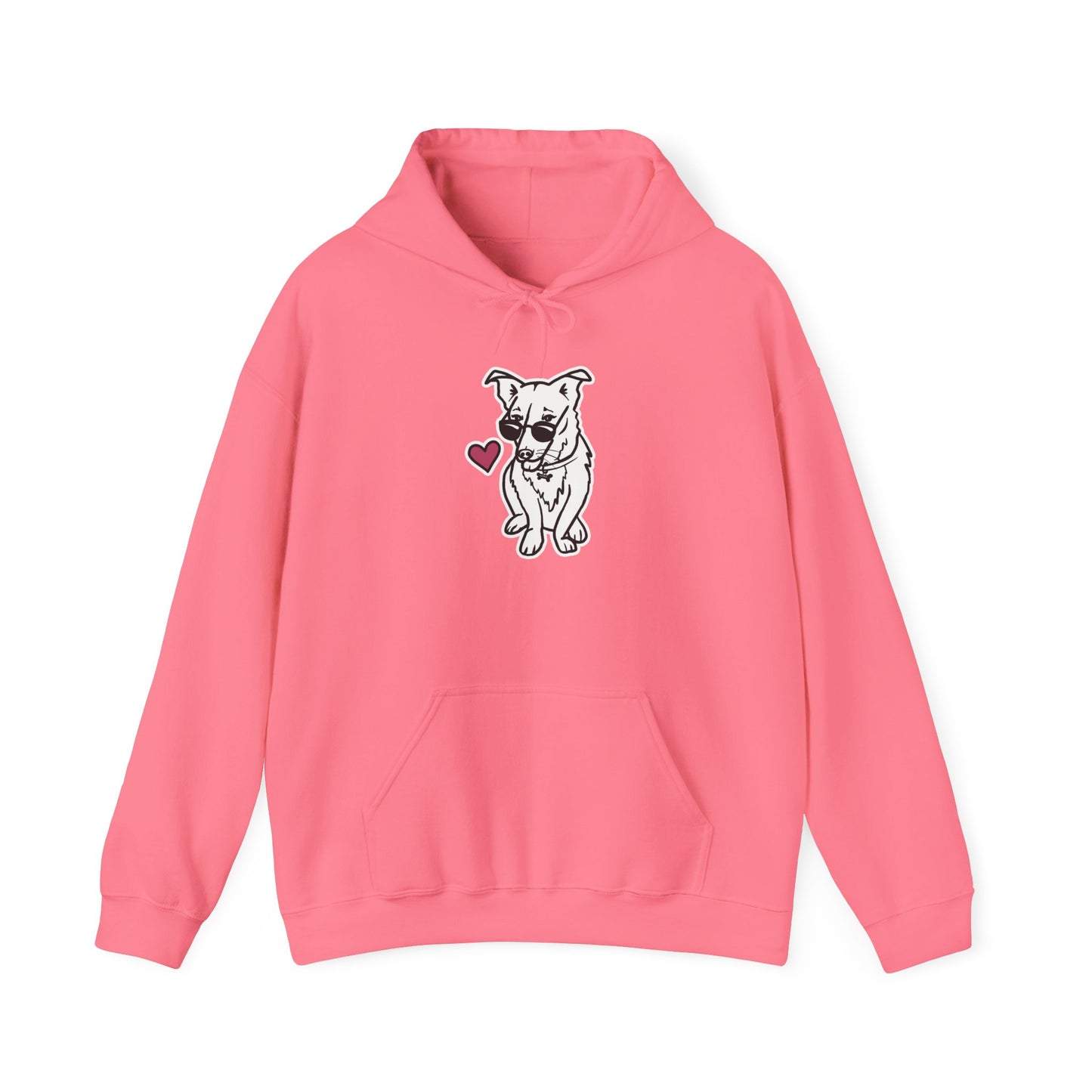Nora the Dog Heart Hoodie (B&W Sticker Style Nora) - Dog Hooded Sweatshirt