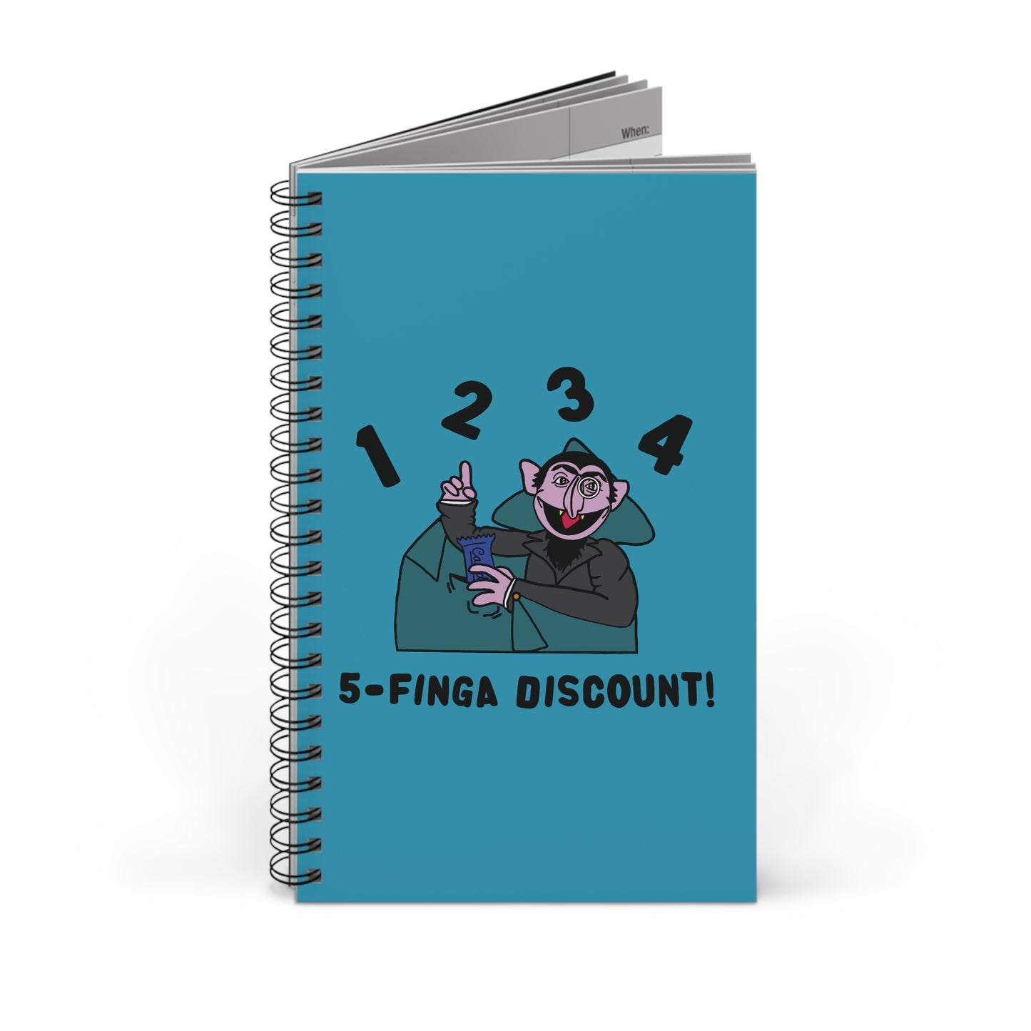 Five Finger Discount Notebook Turquoise - Sesame Street The Count Parody Notebook