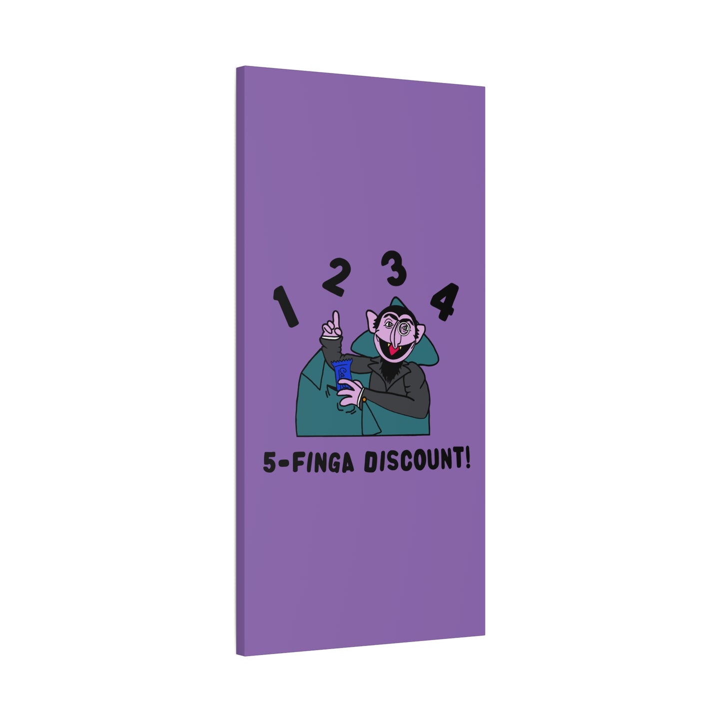 Five Finger Discount Canvas Print Light Purple - Sesame Street The Count Parody Art Print
