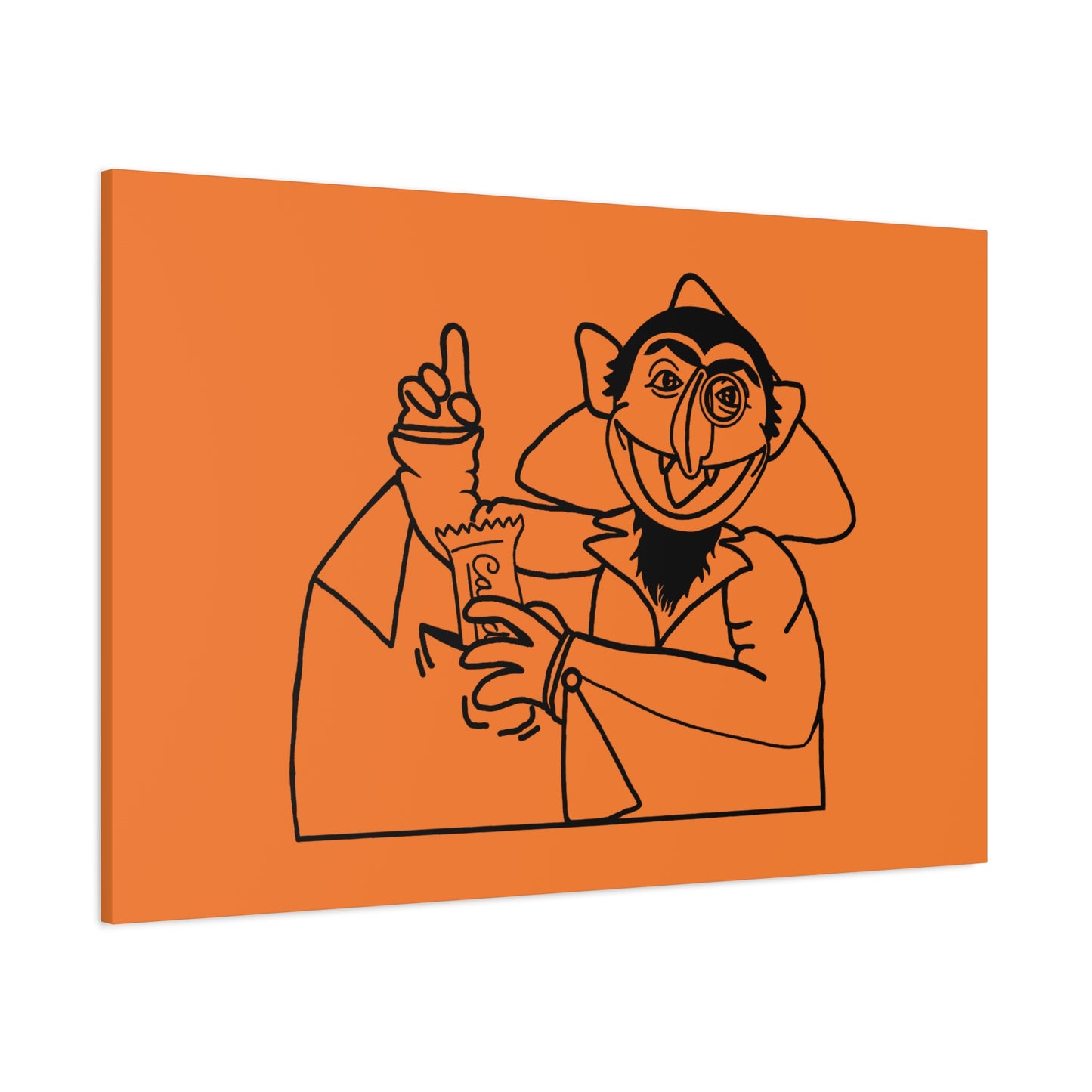 The Count Stealing Candy Outline Canvas Print Light Orange - Sesame Street The Count Parody Art