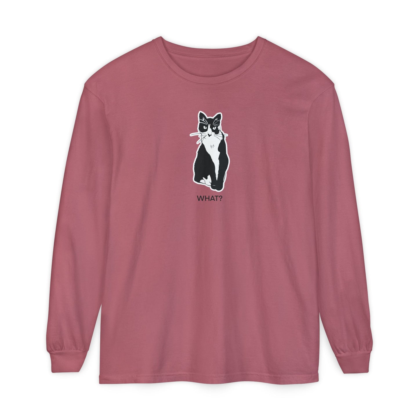 Cattitude Long Sleeve Tee (Sticker Style Cat) - Cat What Shirt