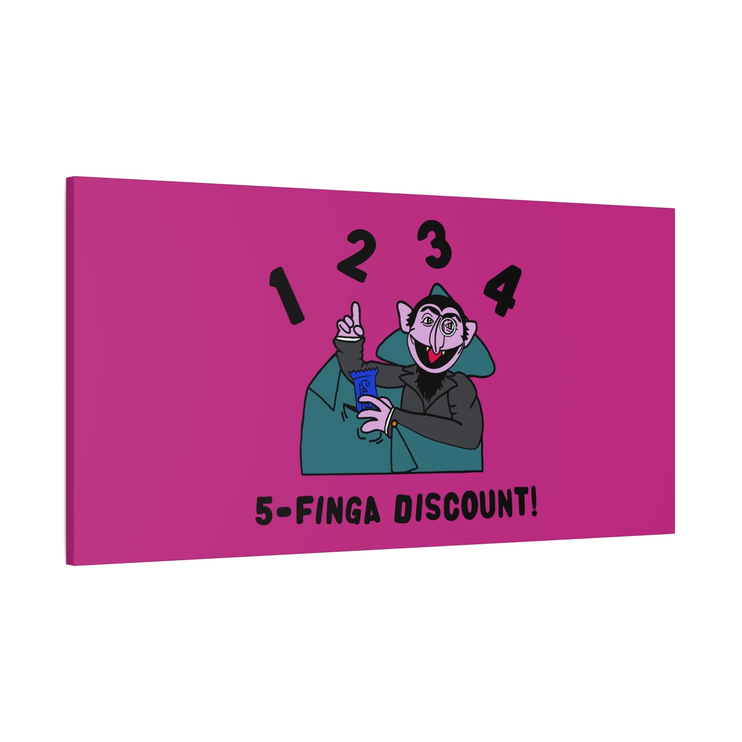 Five Finger Discount Canvas Print Pink - Sesame Street The Count Parody Art Print