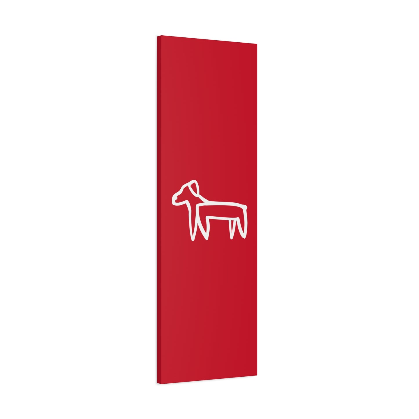Dog Canvas Print on Red (Transparent Style White Dog) - Dog Art Print