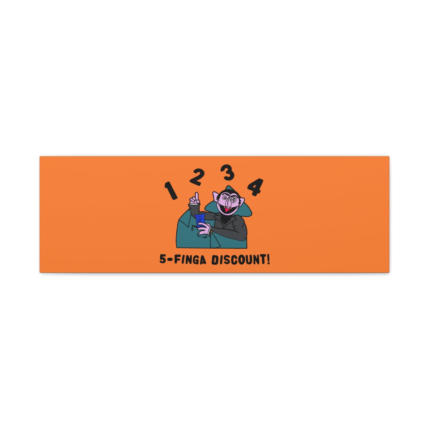 Five Finger Discount Canvas Print Light Orange - Sesame Street The Count Parody Art Print