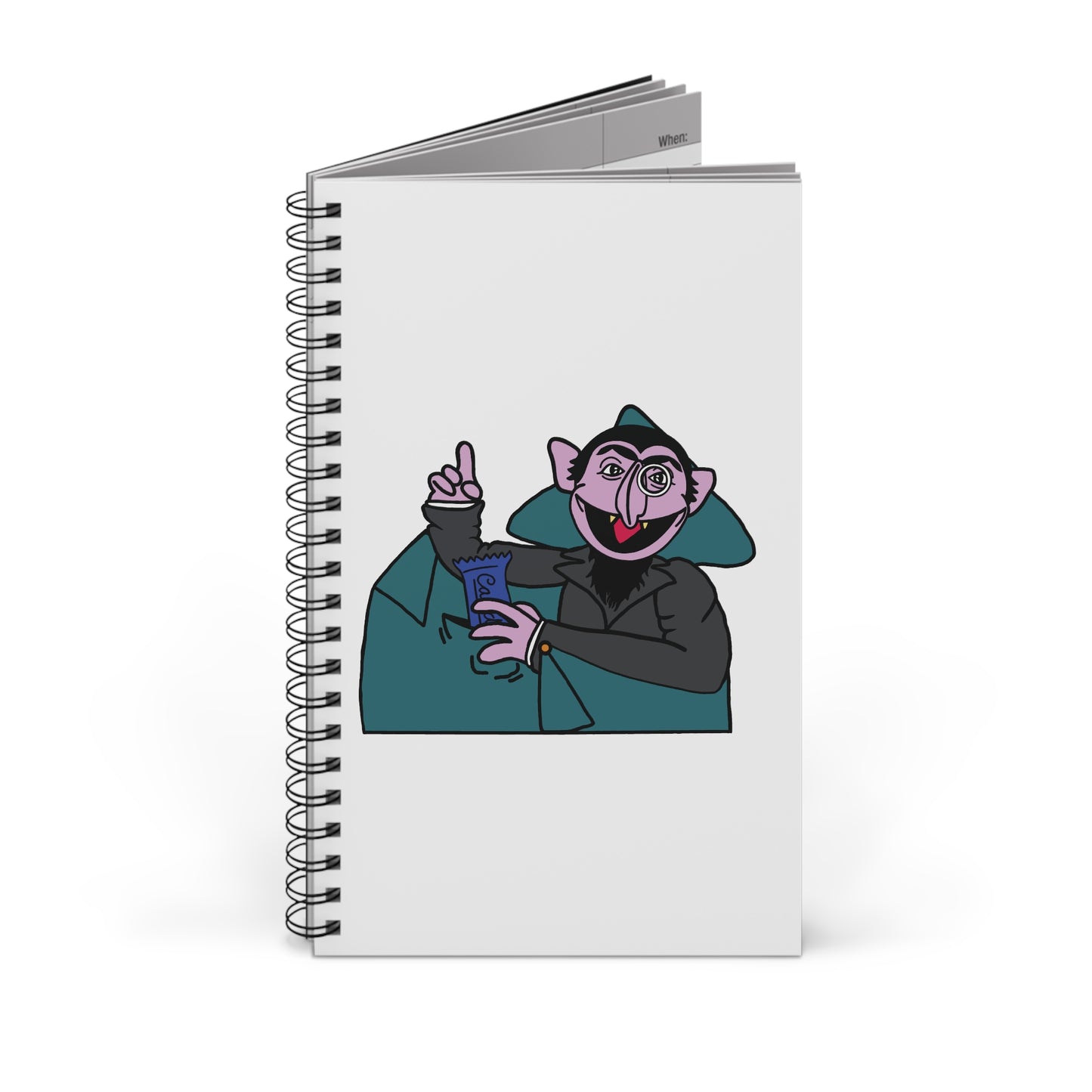 The Count Stealing Candy Notebook White - Sesame Street The Count Parody Spiral Notebook
