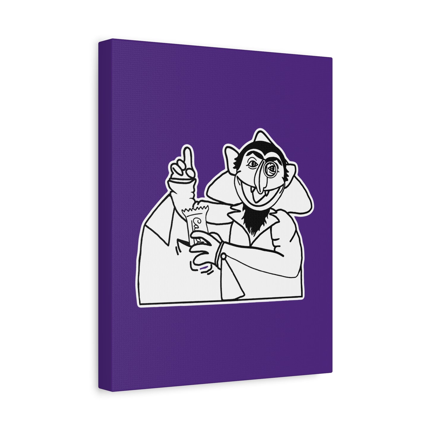 The Count Stealing Candy Outline Canvas Print Purple - Sesame Street The Count Parody Art