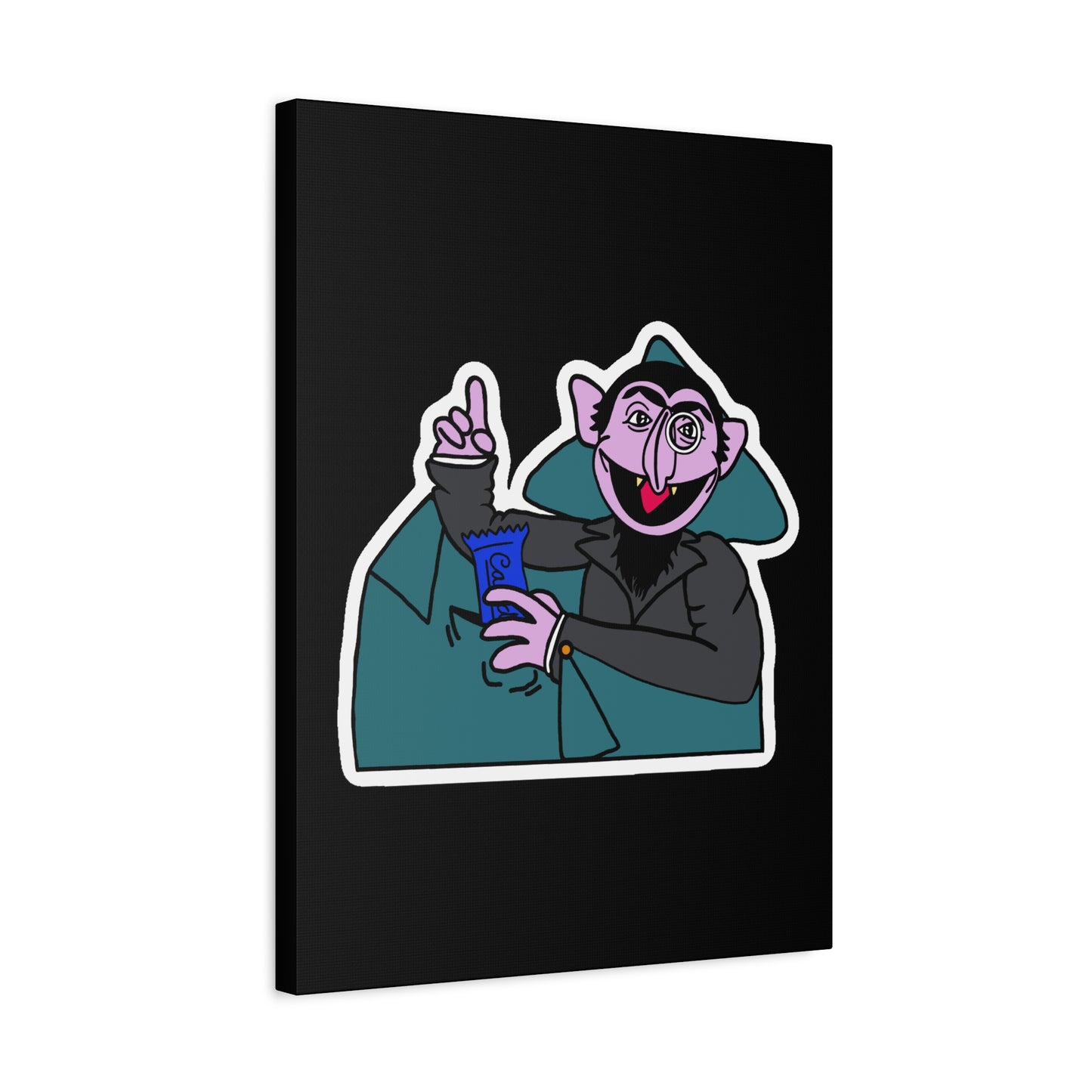 The Count Stealing Candy Canvas Print Black - Sesame Street The Count Parody Art