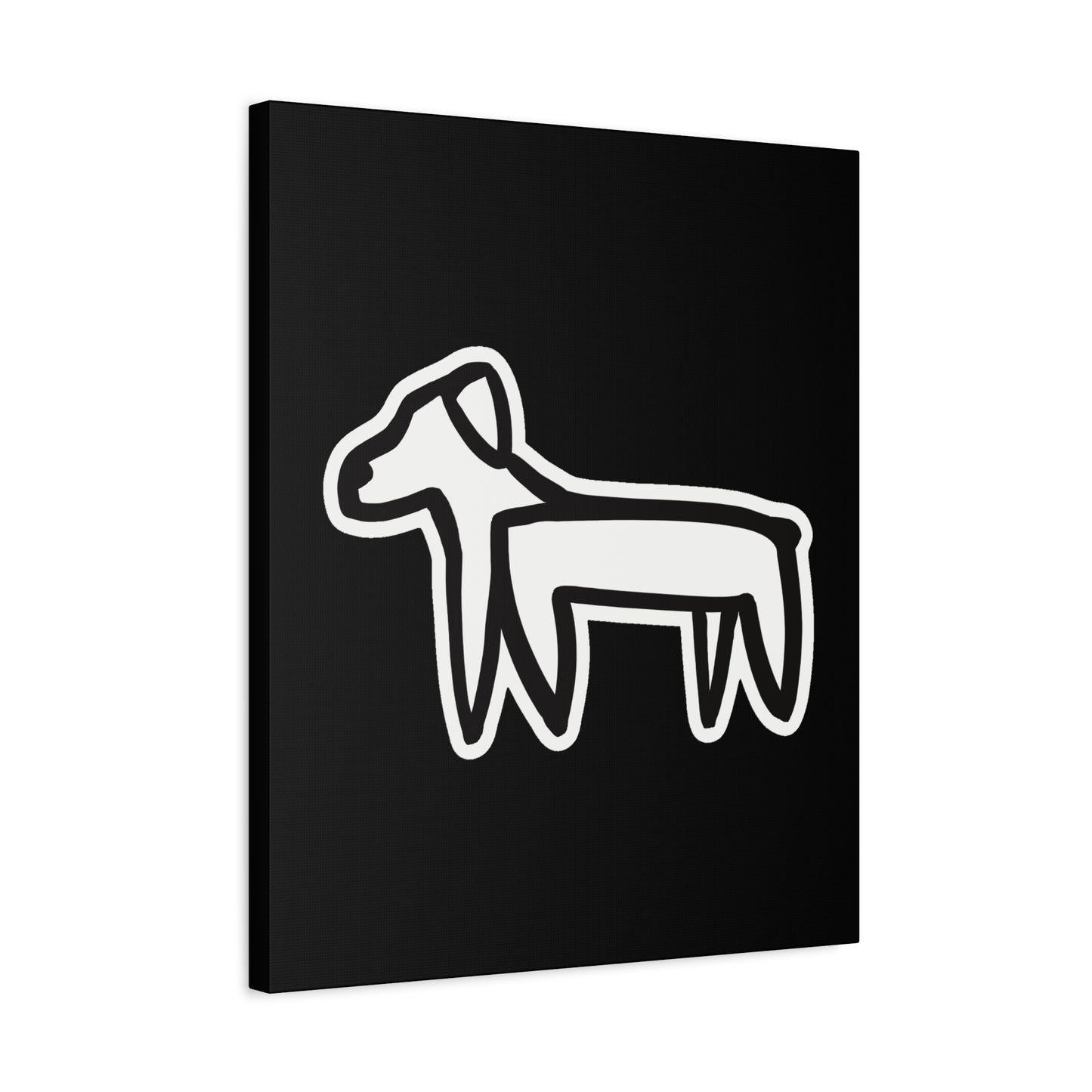 Dog Canvas Print on Black (Sticker Style Dog) - Dog Art Print