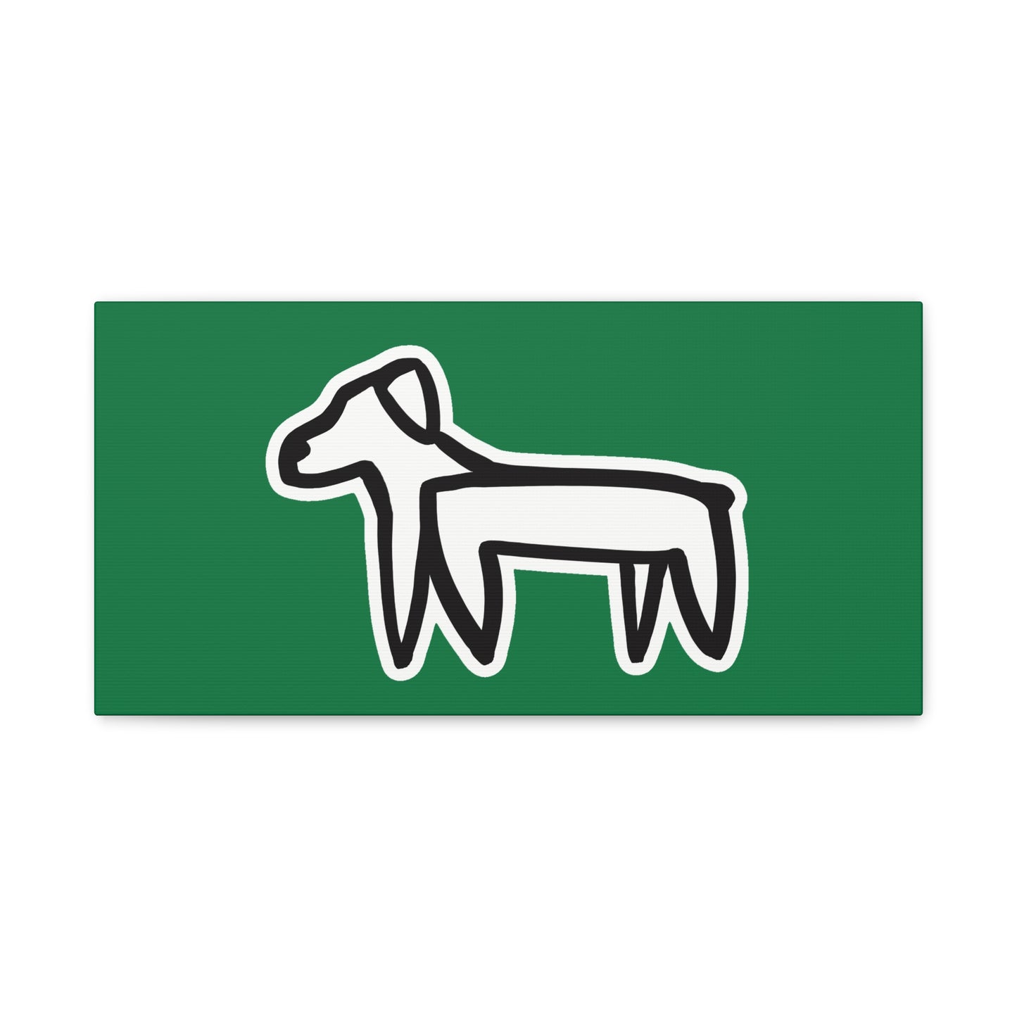 Dog Canvas Print on Green (Sticker Style White Dog) - Dog Art Print