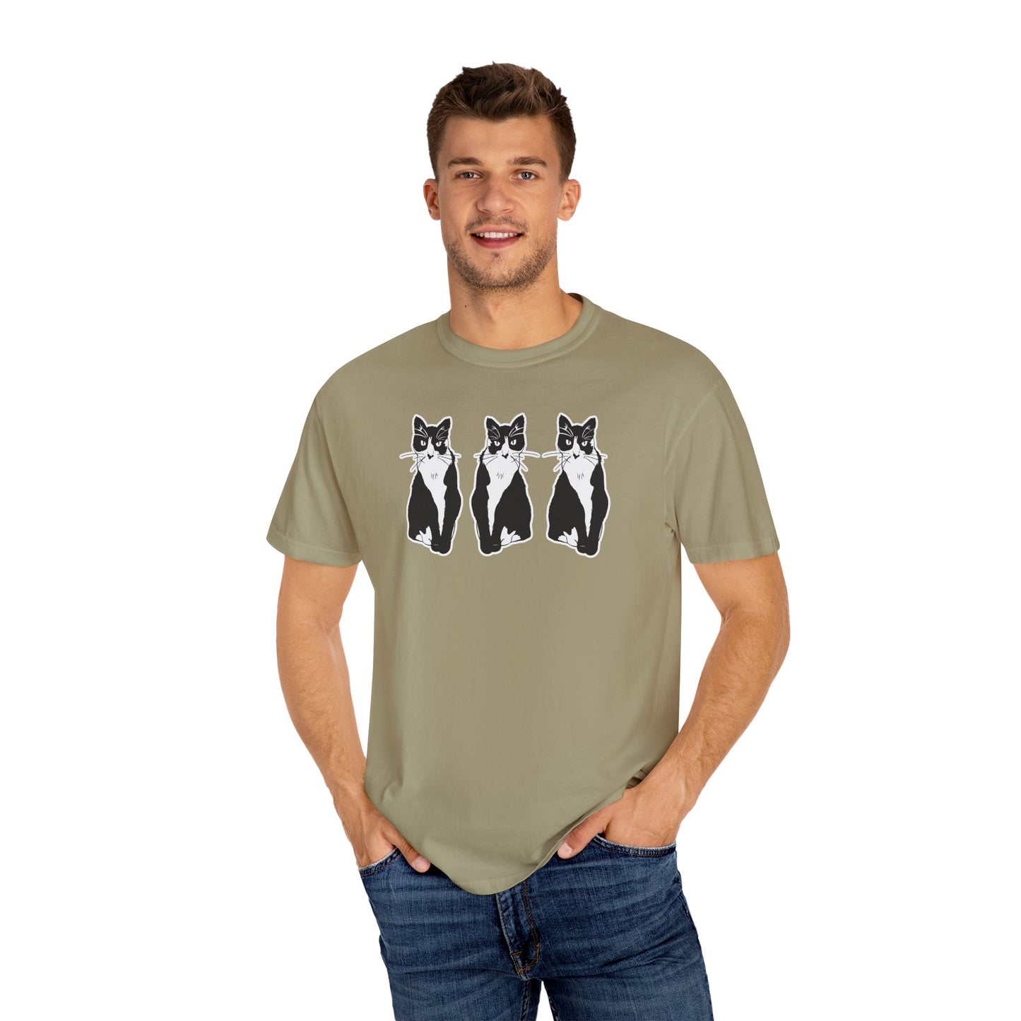 Cat x3 Tee (Sticker Style Cat) - Cat Drawing Shirt