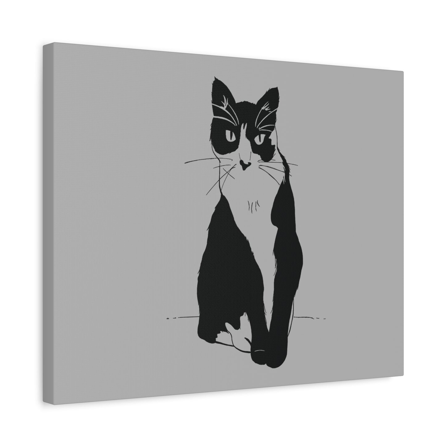 Cat Canvas Print on Grey (Transparent Style Cat) - Cat Drawing Art