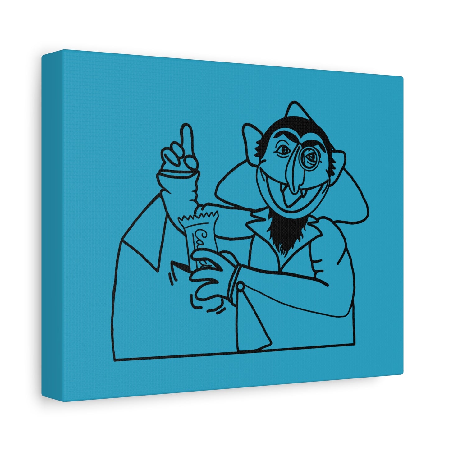 The Count Stealing Candy Outline Canvas Print Turquoise - Sesame Street The Count Art Print