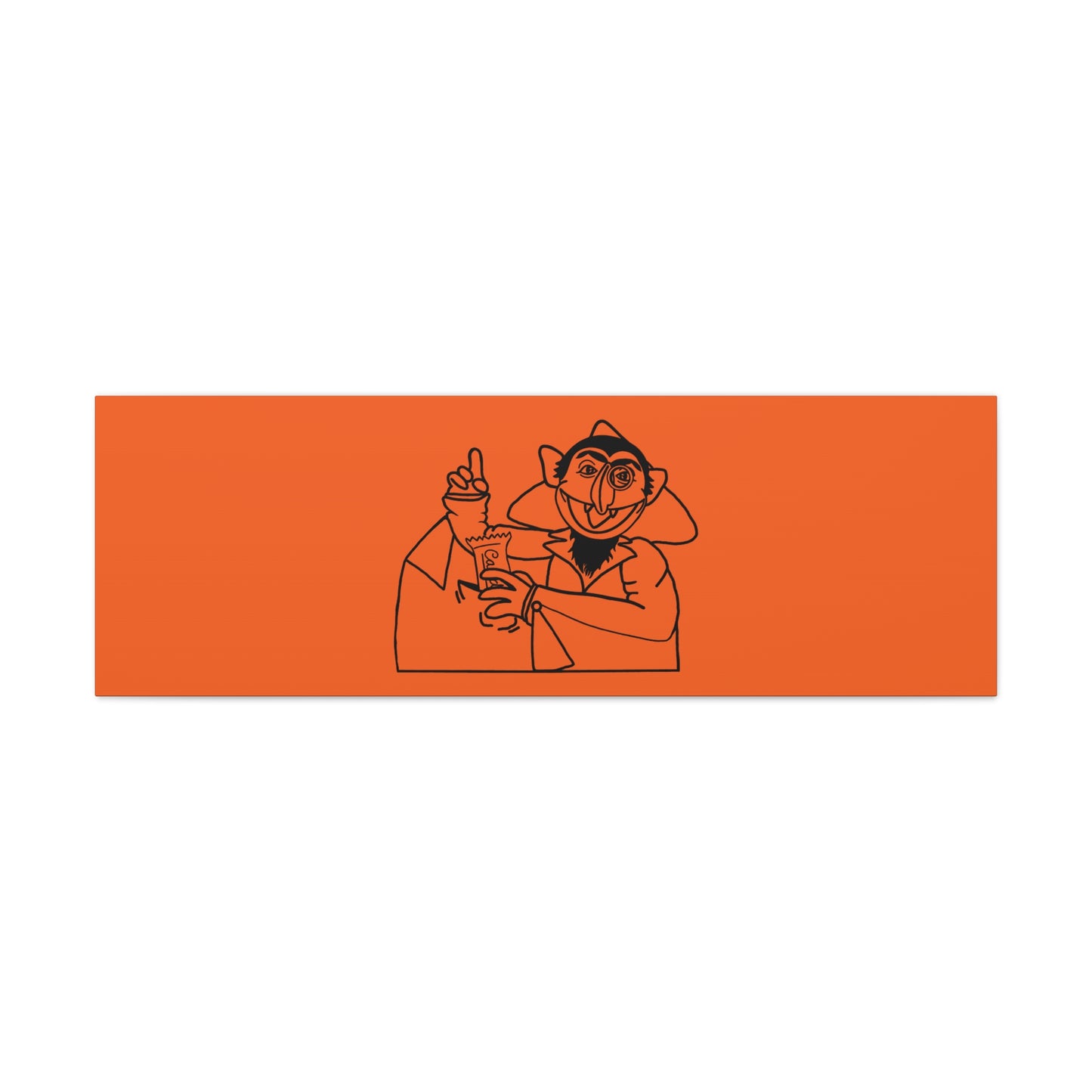 The Count Stealing Candy Outline Canvas Print Orange - Sesame Street The Count Parody Art Print