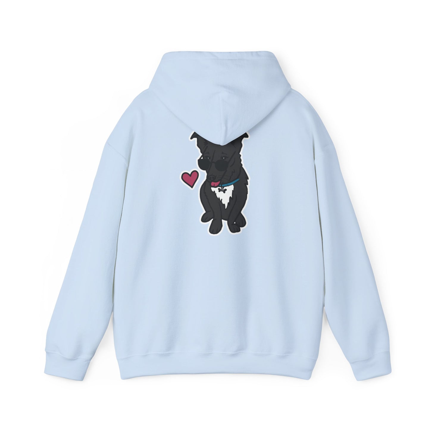 Nora the Dog Heart Hoodie Back Design (Sticker Style Nora) - Nora Hooded Sweatshirt