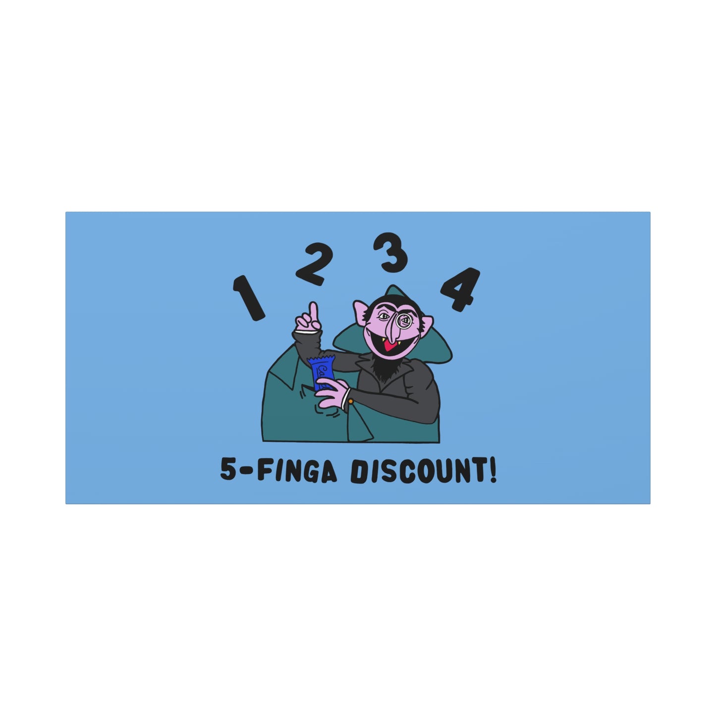 Five Finger Discount Canvas Print Light Blue - Sesame Street The Count Parody Art Print