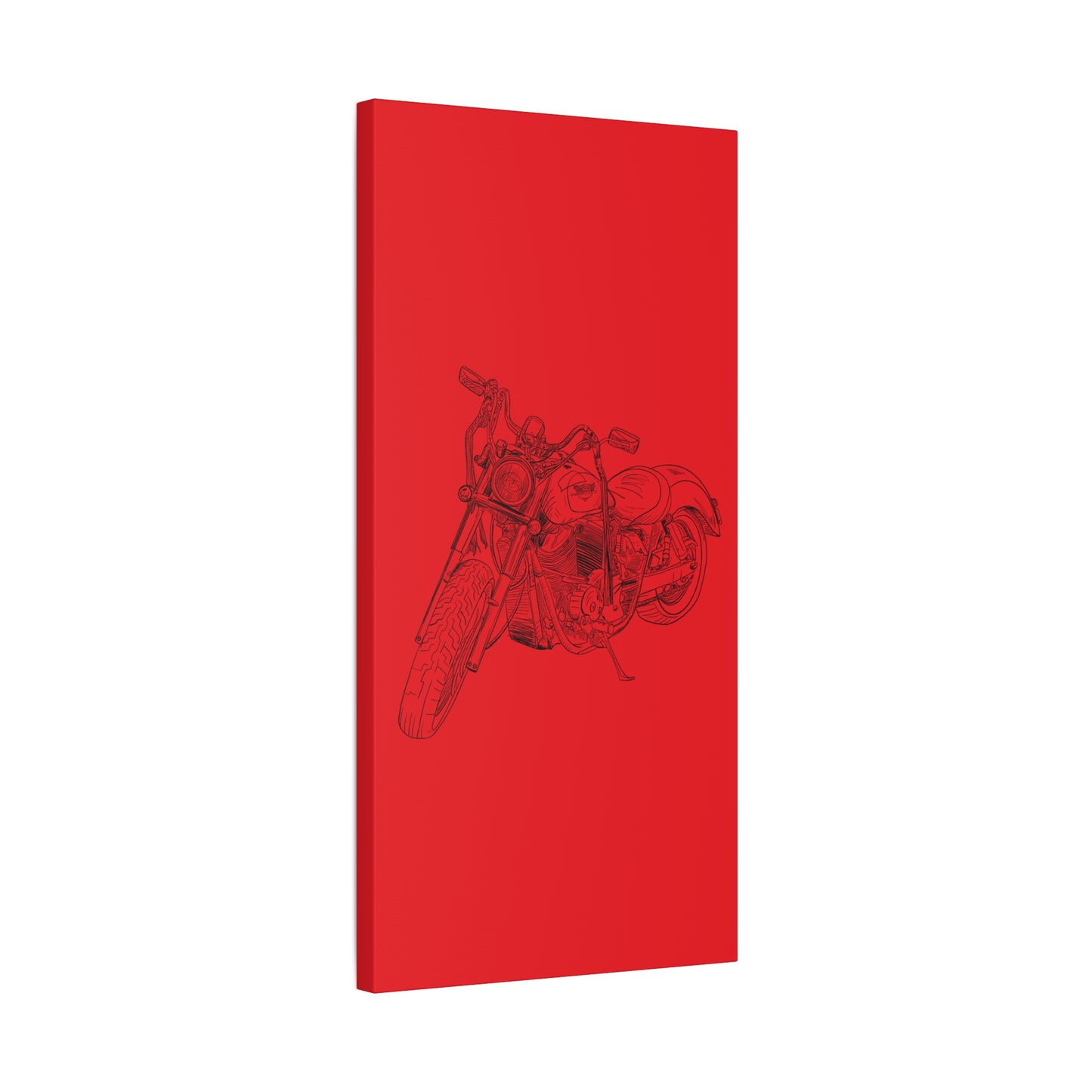 Ride Me Harley Motorcycle Sketch Canvas Print - Black Ink on Red Background