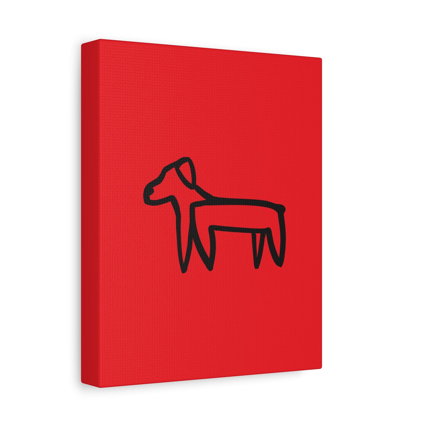 Dog Canvas Print on Red (Transparent Style Black Dog) - Dog Drawing Canvas