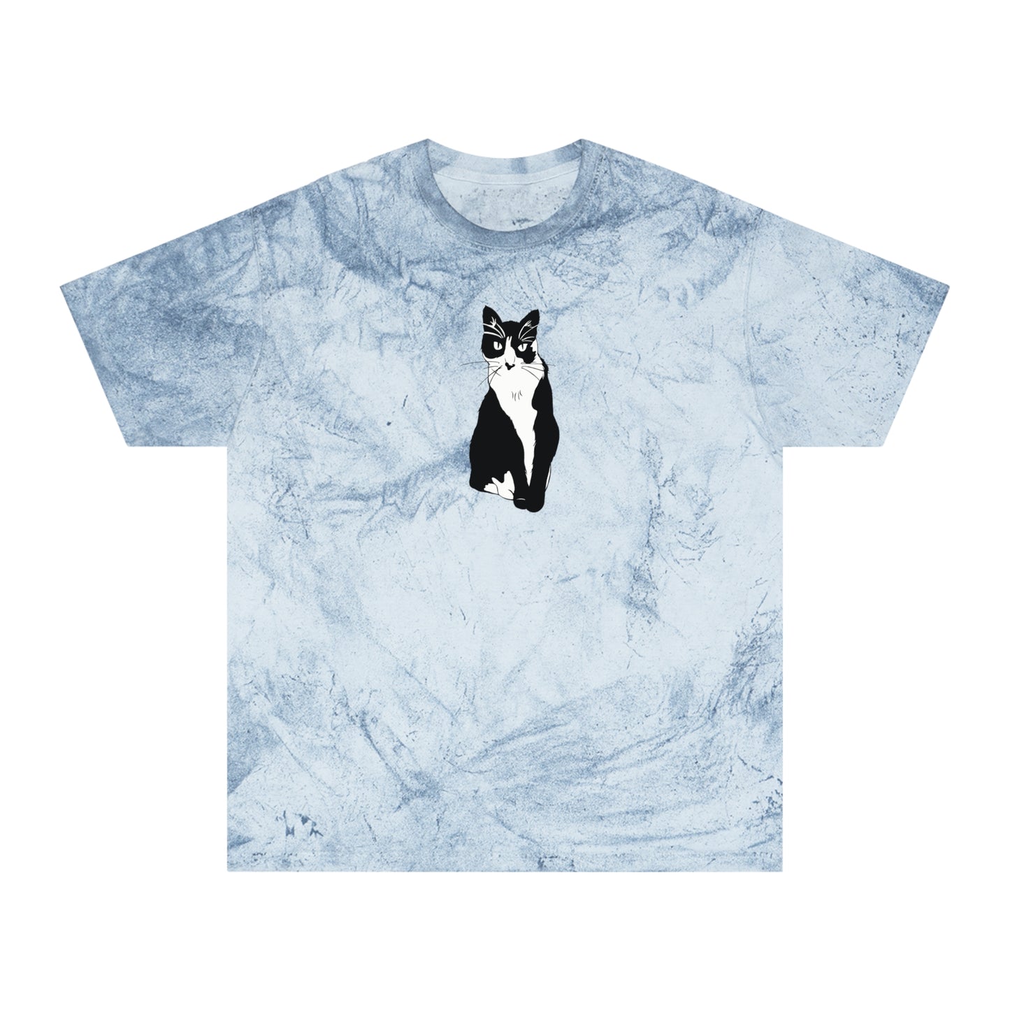 Cat Color Blast Tee (B&W Style Cat) - Cat Drawing Shirt
