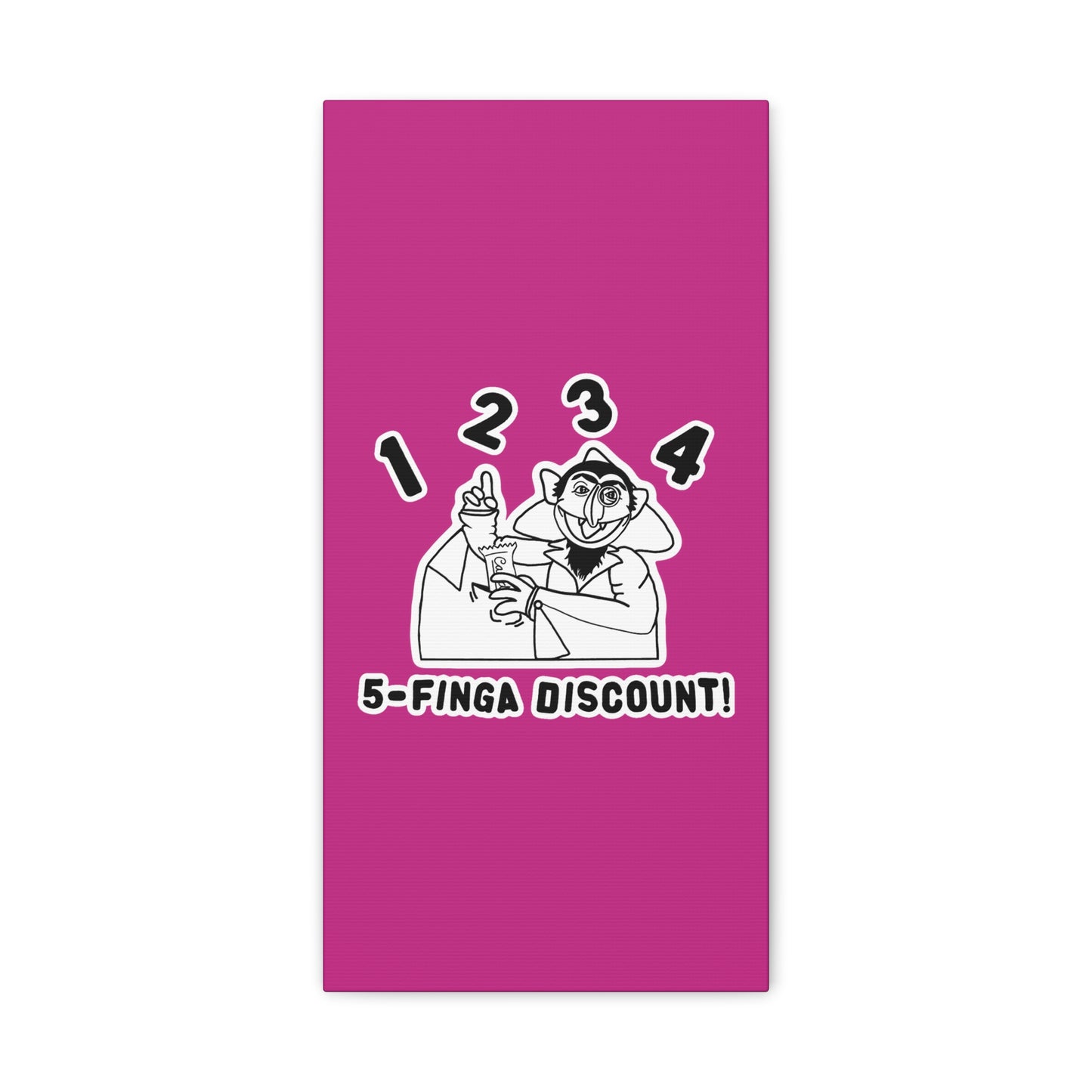 Five Finger Discount Outline Canvas Print Pink - Sesame Street The Count Parody Art Print