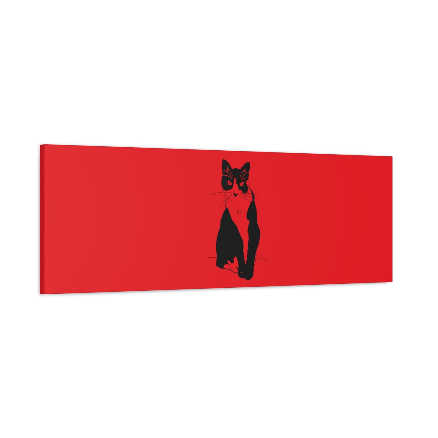 Cat Canvas Print on Red (Transparent Style Cat) - Cat Drawing Art