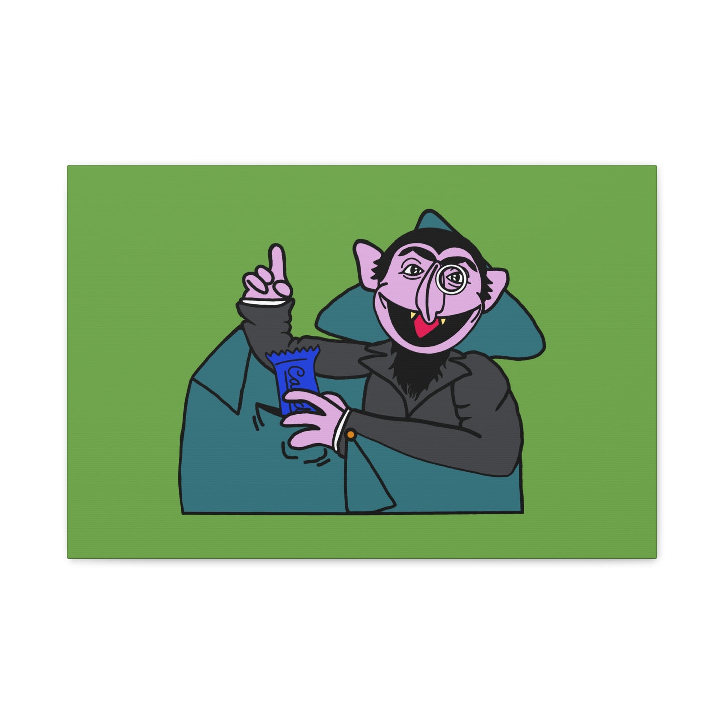 The Count Stealing Candy Canvas Print Green - Sesame Street The Count Parody Art
