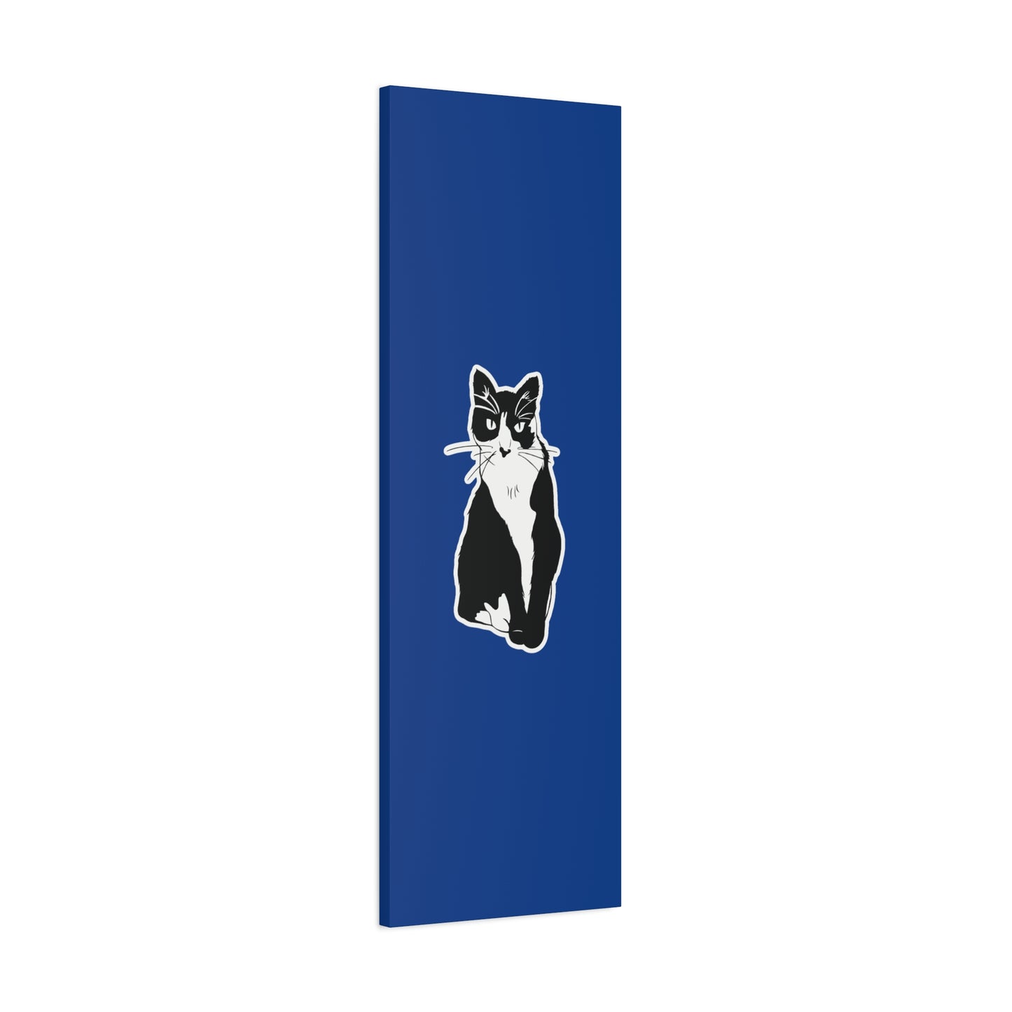 Cat Canvas Print on Dark Blue (Sticker Style Cat) - Cat Drawing Art