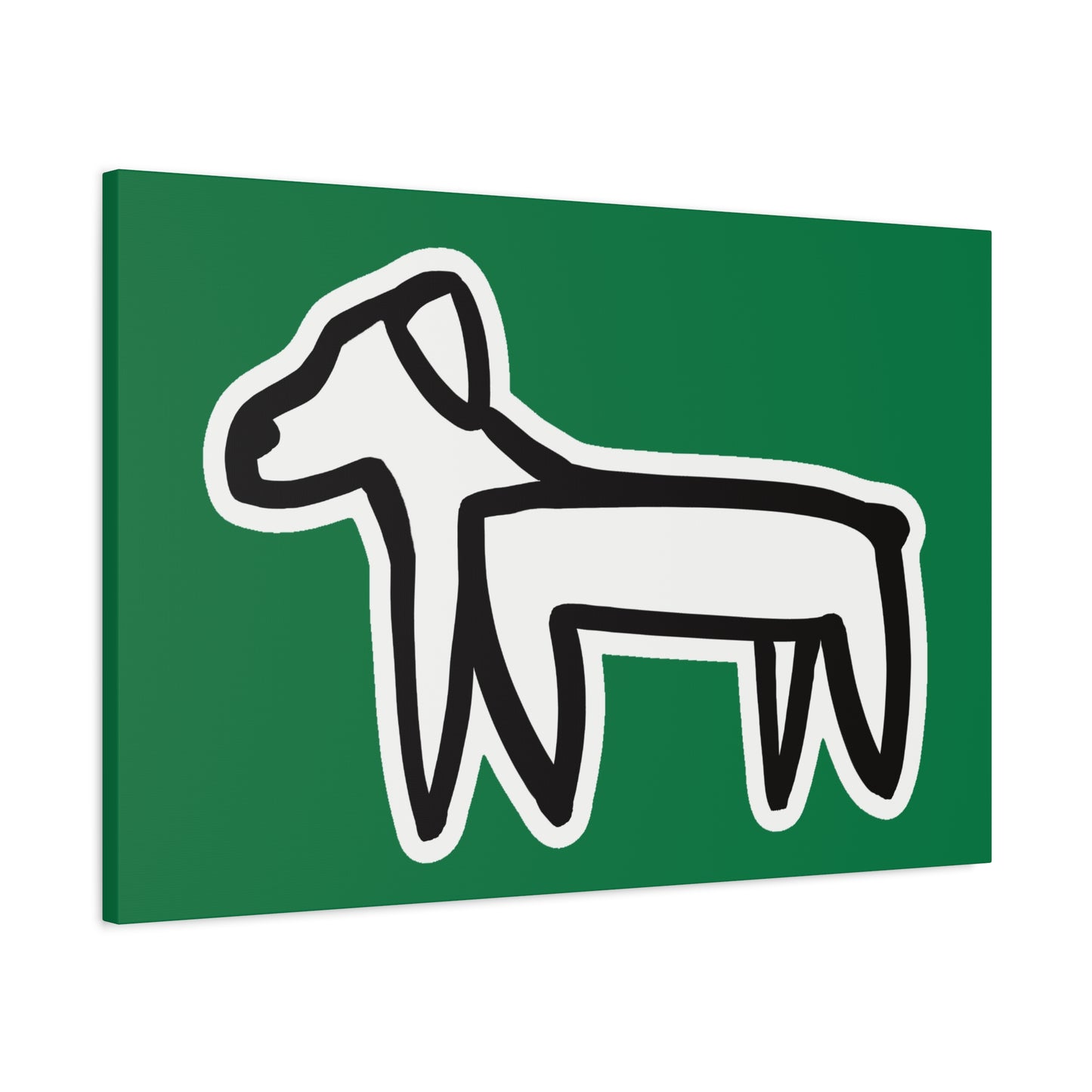 Dog Canvas Print on Green (Sticker Style White Dog) - Dog Art Print