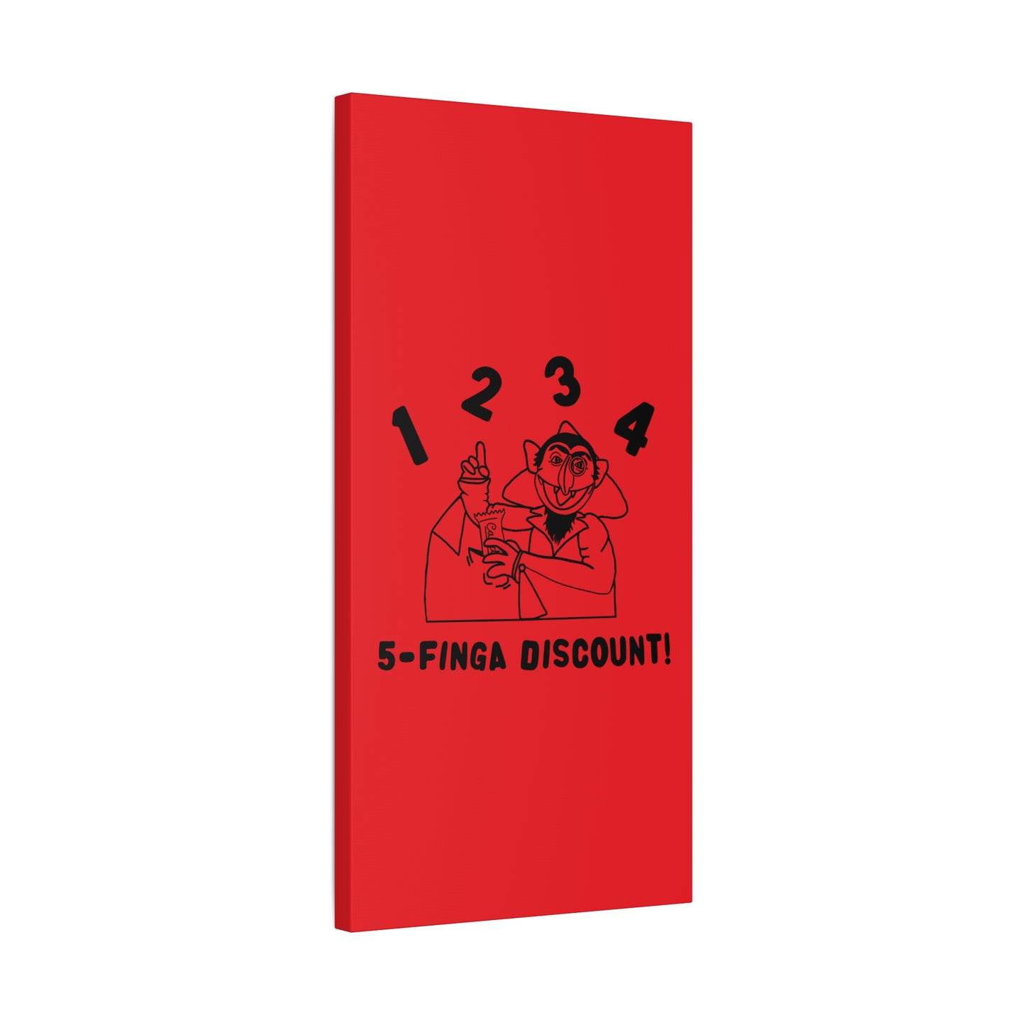 Five Finger Discount Outline Canvas Print Red - Sesame Street The Count Parody Art Print