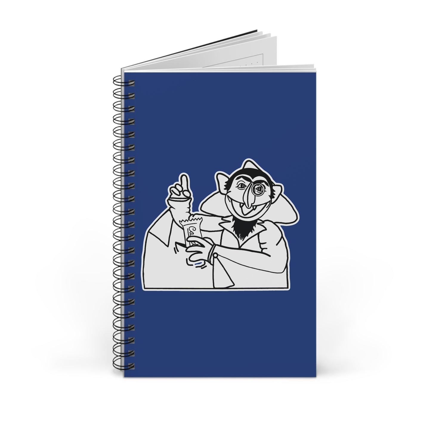 The Count Stealing Candy Outline Spiral Notebook Dark Blue - Sesame Street The Count Parody Notebook