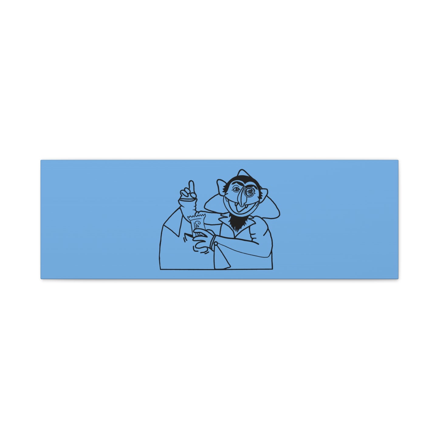 The Count Stealing Candy Outline Canvas Print Light Blue - Sesame Street The Count Parody Art