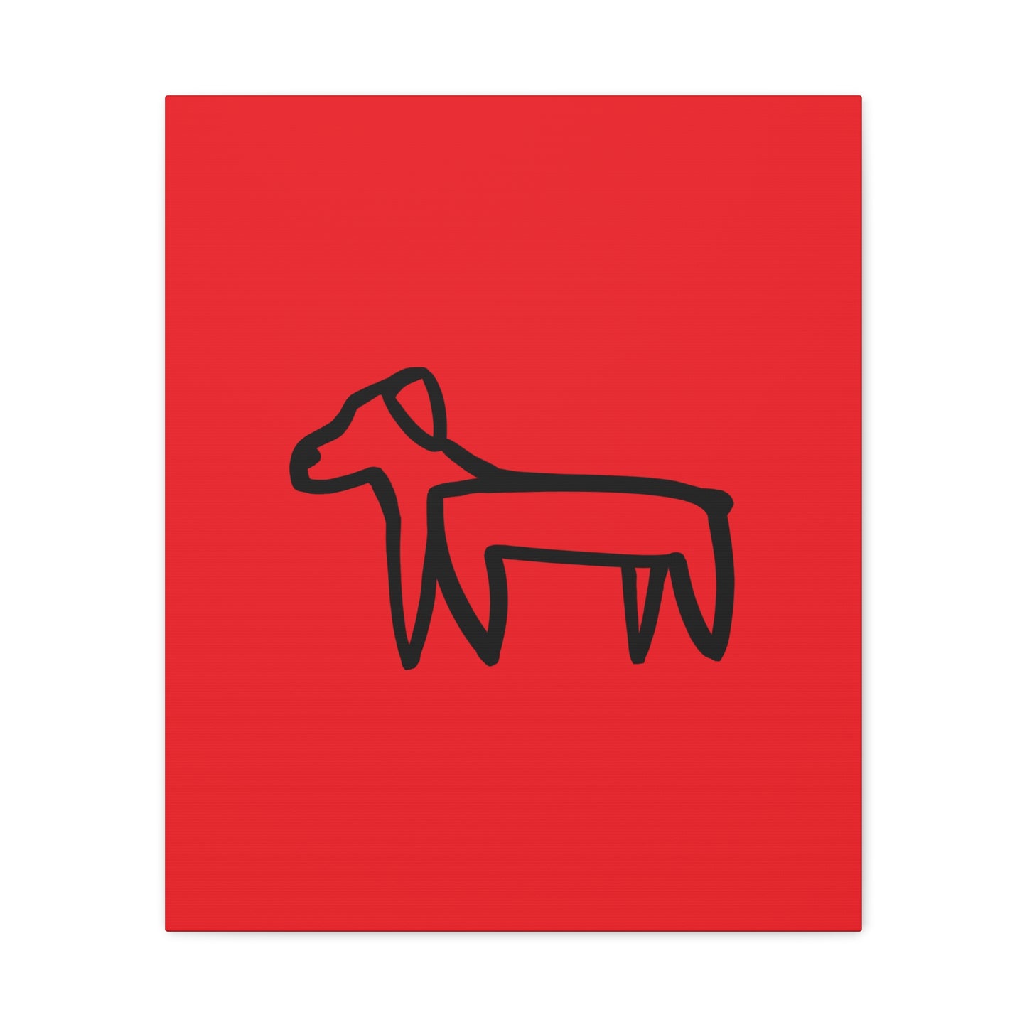 Dog Canvas Print on Red (Transparent Style Black Dog) - Dog Drawing Canvas