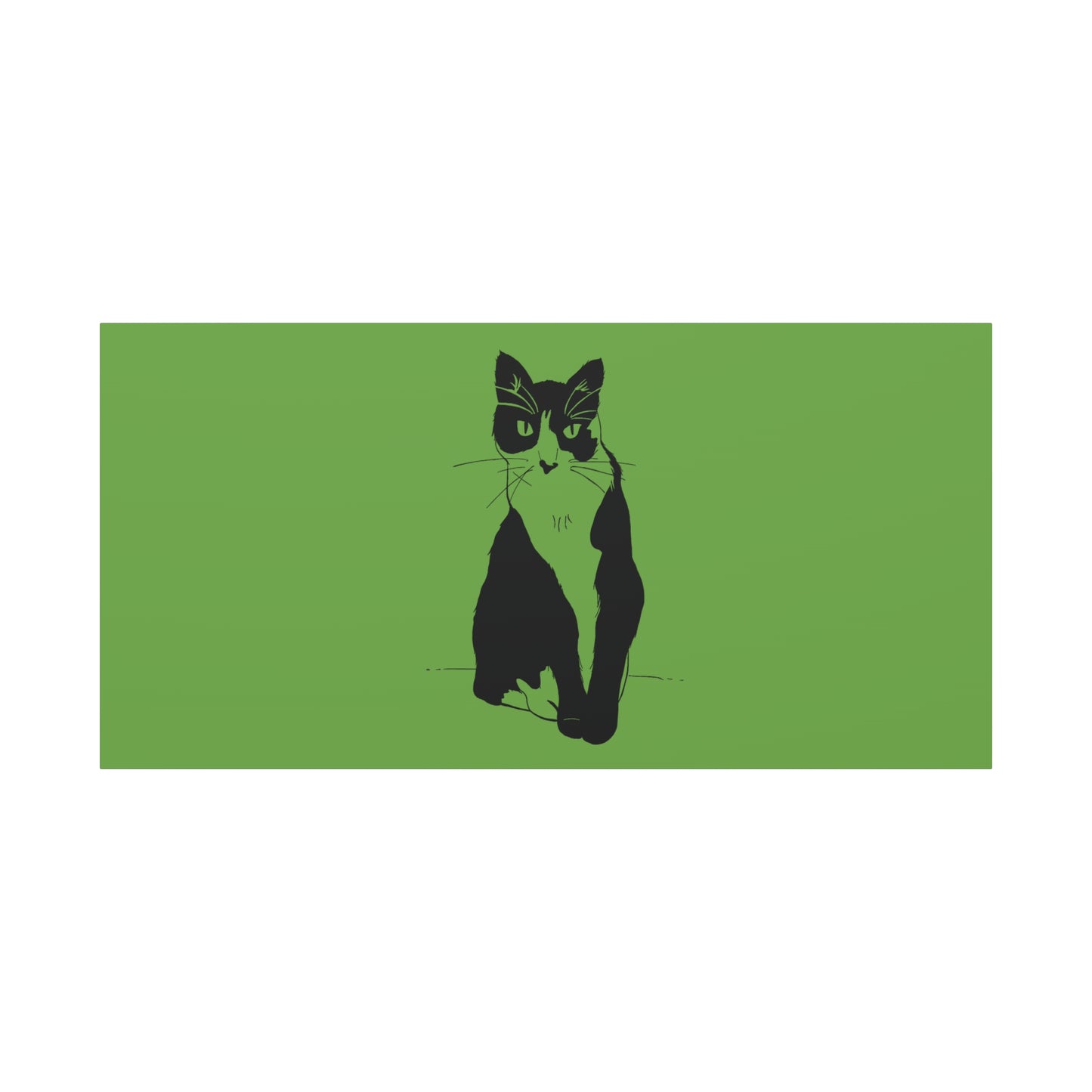 Cat Canvas Print on Green (Transparent Style Cat) - Cat Drawing Art