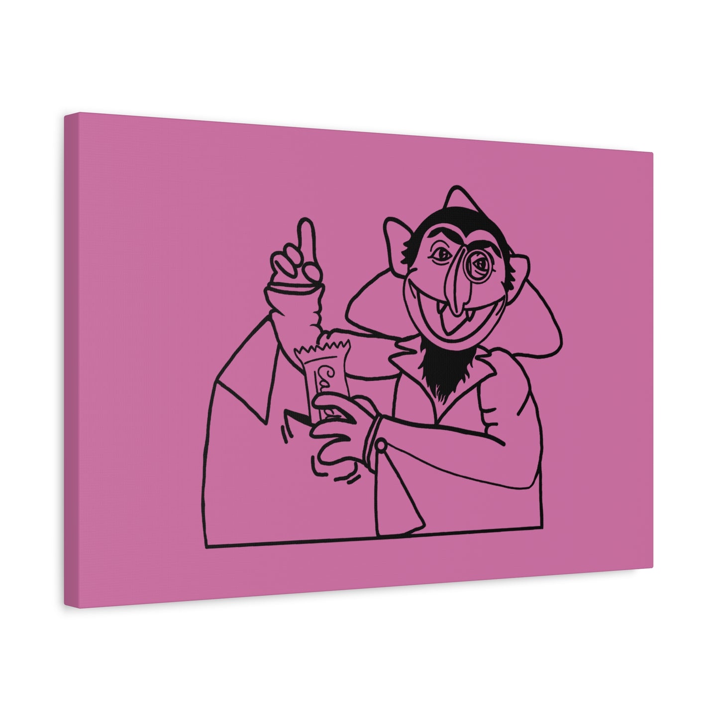The Count Stealing Candy Outline Canvas Print Light Pink - Sesame Street The Count Parody Art