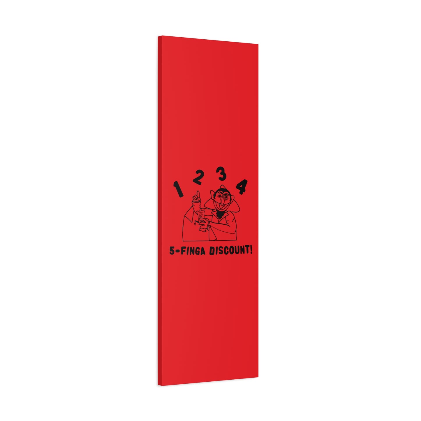 Five Finger Discount Outline Canvas Print Red - Sesame Street The Count Parody Art Print