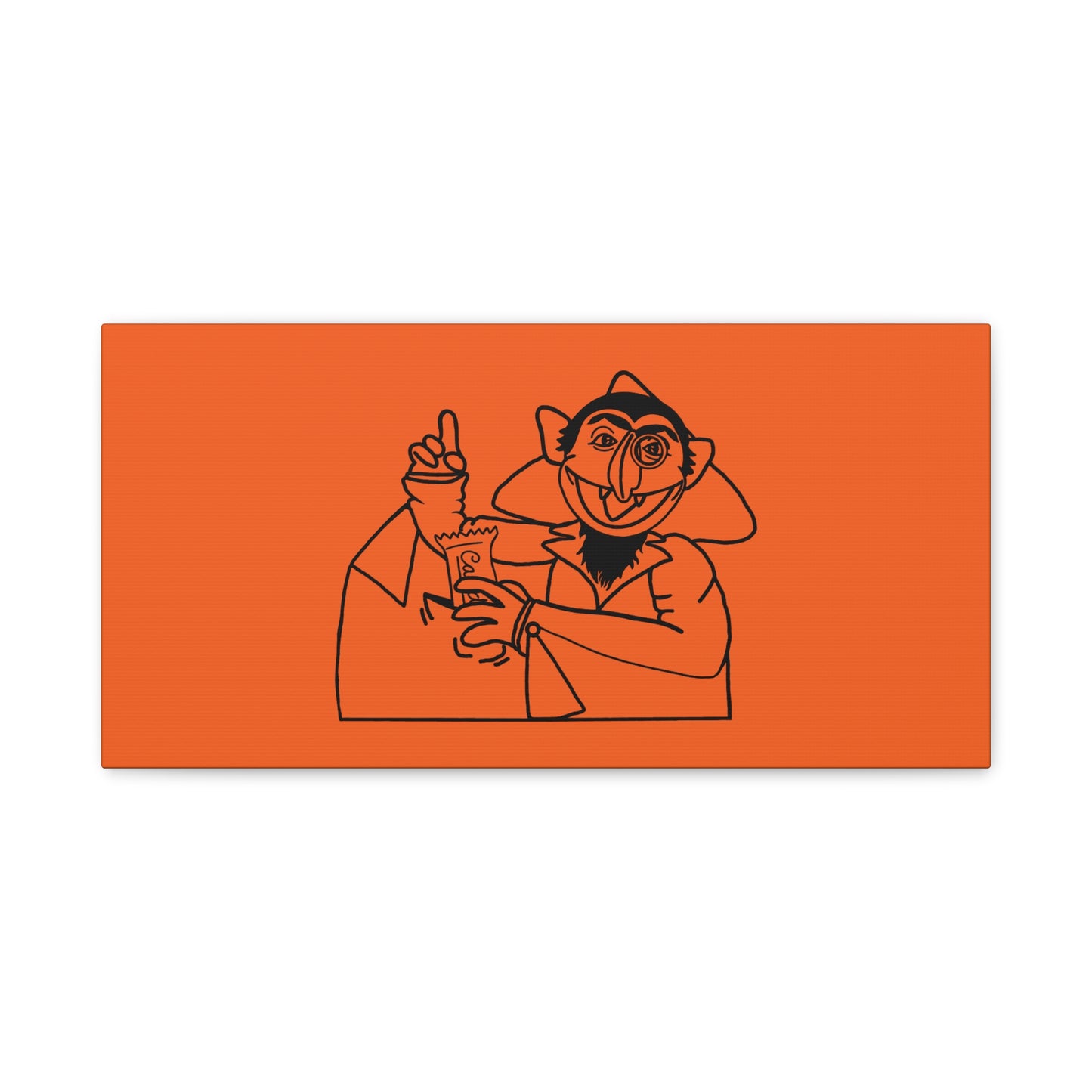 The Count Stealing Candy Outline Canvas Print Orange - Sesame Street The Count Parody Art Print