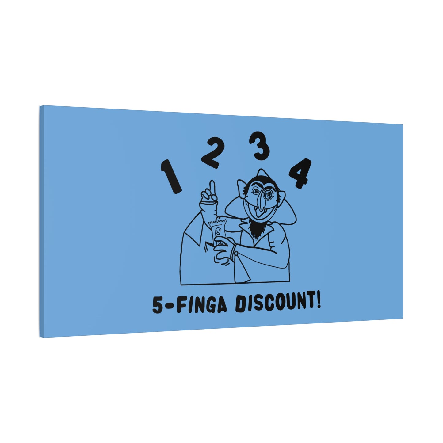 Five Finger Discount Outline Canvas Print Light Blue - Sesame Street The Count Parody Art Print