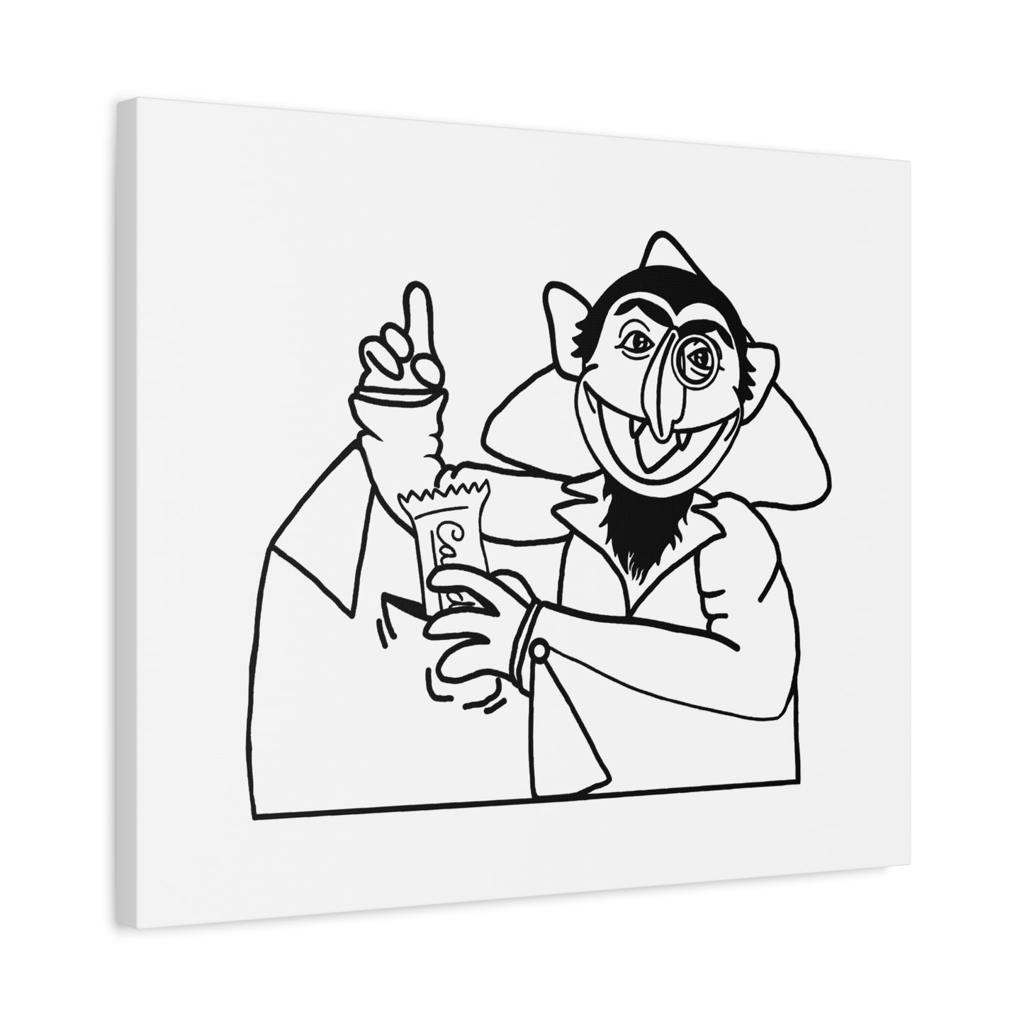 The Count Stealing Candy Outline Canvas Print White - Sesame Street The Count Parody Art